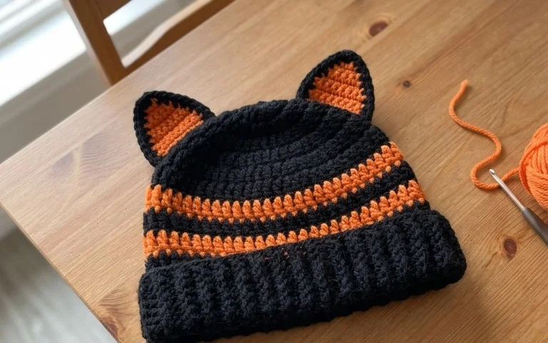 Easy Halloween Black Cat Hat Free Crochet Pattern