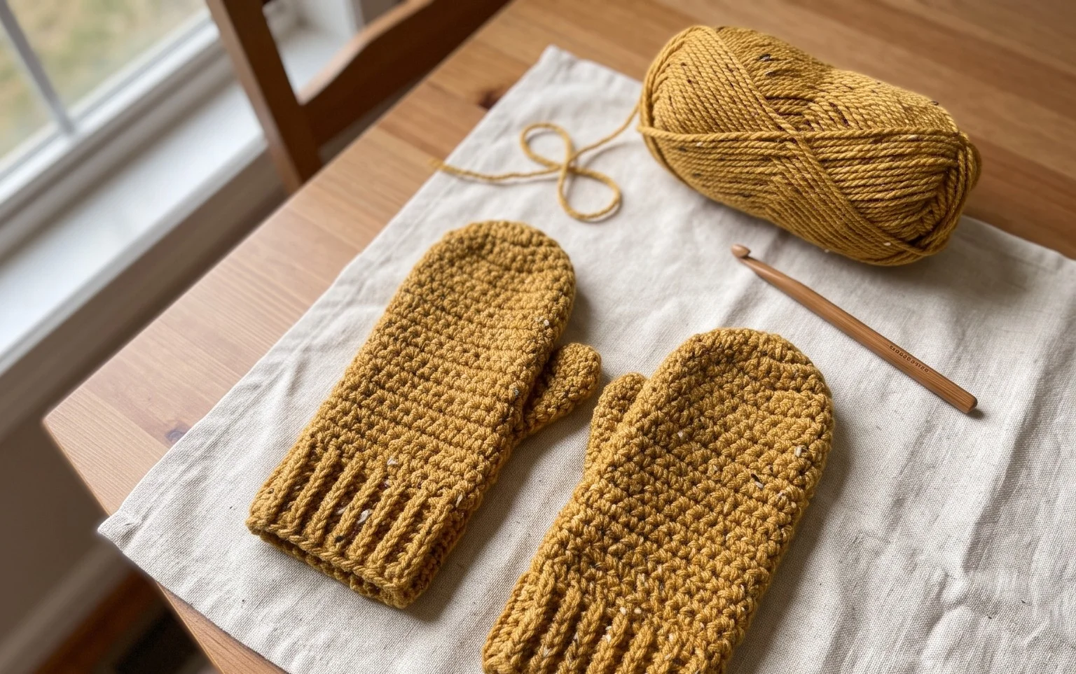 Easy One Piece Mittens Free Crochet Pattern for Beginners