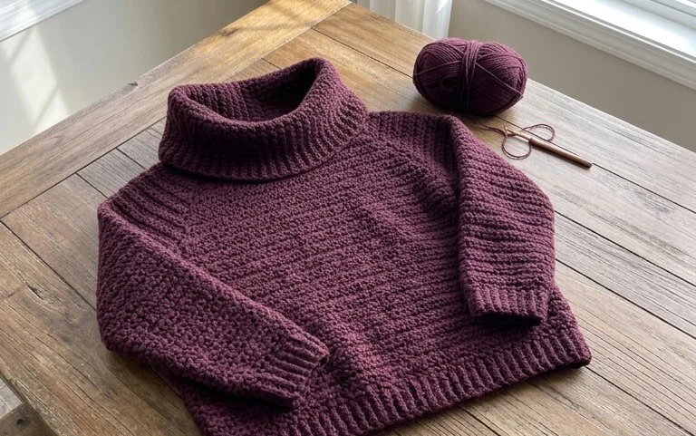 Free Crochet Cowl Pullover Pattern: Easy Beginner Sweater
