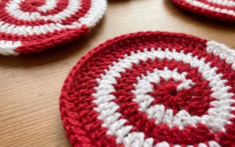 Peppermint Coasters - Free Crochet Pattern - The Purple Poncho